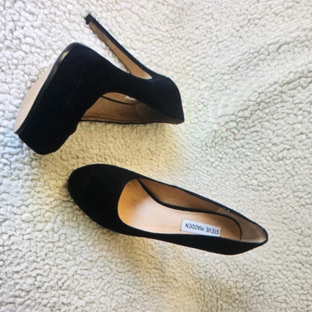 Steve Madden stokker black suede platform heels